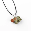 Handcrafted Unakite stone elephant pendant necklace with adjustable black cord strap - Unakite 1pc