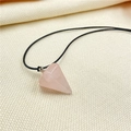 Natürliche Rosenquarz-Sechskantprisma-Halskette mit Silberverschluss und schwarzer Kordel - Rosa Quarz Sechskantanhänger Halskette (1 Stück Rosa Quarz)