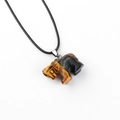 Pendentif éléphant en œil de tigre sculpté avec cordon noir tressé ajustable pour collier - Oeil de Tigre 1pc