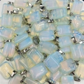 Bulk rectangle synthetic opal pendants in light blue with silver pinch bails for necklaces - Synthetic Opal