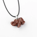 Pendentif hippopotame sculpté à la main en pierre naturelle brun rouge avec cordon noir - Aventurine Violette 1pc
