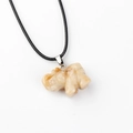 Collier pendentif éléphant sculpté en œil de tigre avec pierre naturelle et cordon noir - Jade Jaune 1pc