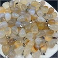 Bulk display of teardrop natural agate pendants with silver metal clasps in multi-colors - Grey Agate