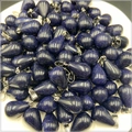 Pile of blue goldstone teardrop pendants with sparkling galaxy texture and silver clips - Blue Sandstone (Synthetic)