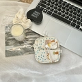 Mini quilted star print storage bag with circus motif and silver metal keychain hook - Dumbo Elephant