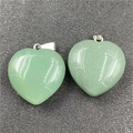 Natural polished green heart-shaped stone pendant necklace 30mm crystal jewelry charm - Green Aventurine