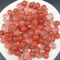 Pendentif rond en quartz fraise avec bélière argentée pour bijoux DIY - Rouge Pastèque (Synthétique)