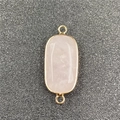 Detail of faceted rose quartz connector with gold rim and double hooks for DIY jewelry - Rose Quartz (1PC)
