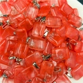 Stack of rectangular red natural stone pendants with silver metal clasps - Watermelon Red (Synthetic)