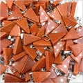 Close-up of triangular goldstone pendants with glittering finish and silver bails - Synthetic Goldstone