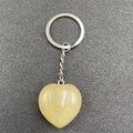 Portachiavi a cuore 30mm in cristallo giallo naturale con anello in metallo argento - Topazio