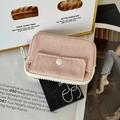 Mini-Organizer-Tasche aus orangefarbenem Canvas mit Reißverschluss und Druckknopf - Rot