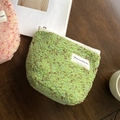 Borsetta porta trucchi in peluche verde con cerniera per piccoli oggetti vari - Verde