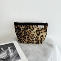 Mini-Make-up-Tasche aus Canvas mit Leopardenmuster und schwarzem Reißverschluss - Groß