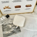 White quilted square mini pouch for earphones and coins with a metal climbing hook - White