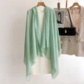 Elegant mint green thin scarf shawl with fine fringe edges for women in summer style - 90*180cm / Light Green