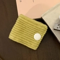 Bright yellow corduroy square cable organizer pouch with white button closure - Corduroy Yellow