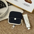 Mini pochette de rangement portable bleu marine avec fermeture éclair et crochet - Bleu foncé