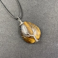 Collier pendentif arbre de vie en pierre d'oeil de tigre en forme de goutte d'eau - Œil de tigre