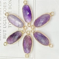 Vue détaillée de connecteurs en cristal violet ovale avec dorure pour bijoux DIY - Améthyste