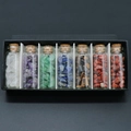 7 Chakra natural crystal chips in glass wishing bottles with black gift box packaging - Style B (JC829)