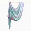 Lightweight bali yarn floral long scarf with mint green and pink macaron digital print - 180cm x 70cm / Fresh Macaron Floral (YW512-1#)