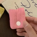 Pink fabric cable organizer with snap button closure for earphones and USB cords - Quilted Pink