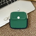 Mini pochette de rangement portable en nylon vert foncé avec bouton pression et crochet - Vert + Bleu foncé