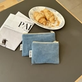 Lot de deux trousses de maquillage en velours côtelé bleu avec fermeture éclair dorée - Petit / Bleu