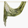 Viscose headscarf with green and white marble tie-dye pattern on a display bar - 180cm x 70cm / Green-White Tie-dye Marble (YW429-1#)