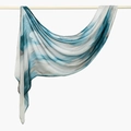 Ethnic rayon headscarf with abstract ink watercolor print in lake blue and grey silk finish - 180cm x 70cm / Lake Blue Artistic Rendering (YW431-1#)