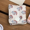 Floral fabric cable organizer with snap button for earphones and cords - Quilted Red Flower