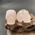 Pink quartz rose crystal skull pendant carving with fine polished translucent finish - Rose Quartz