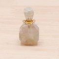 Achteckiger Kirschblüten-Achat Parfumflakon-Anhänger mit goldenen Metallakzenten - Kirschblütenachat