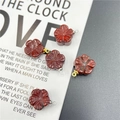 Red agate peony flower pendant with gold and silver metal rings for DIY jewelry - With Clasp / 1 Piece/Pack / Rainbow Stone