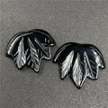Macro detail of hand-carved black obsidian maple leaf pendants with intricate vein patterns - Obsidian (1 Piece)