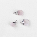 Irregular natural rose quartz raw stone pendant with silver-plated bail and forged texture - Rose Quartz