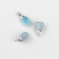 Three pieces of raw light blue Amazonite stone pendants with silver plated edge - Amazonite
