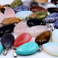 Variété de pendentifs en cristal goutte d'eau avec quartz rose et œil de tigre - Style Aléatoire