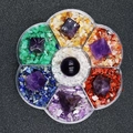 Set curativo chakra con 7 cristalli geometrici e pietre grezze miste in scatola - Combo di Ghiaia di Ametista (JC868)