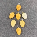 Leaf-shaped amethyst and rose quartz pendants with engraved veins for DIY jewelry - Topaz