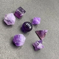 7-piece set of purple amethyst geometric crystals featuring spheres and polyhedrons - Amethyst (JC868)