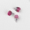 Irregular rose red natural stone pendants with silver plated edges and hanging loops - Dyed Rose Red Jade