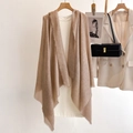 Elegant khaki summer shawl with fine tassels paired with a white sleeveless dress - 90*180cm / Light Camel Brown