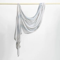 Ethnic cotton headscarf with light blue watercolor stripes and soft fringe detail - 180cm x 70cm / Blue-White Watercolor Stripes (YW449-1#)