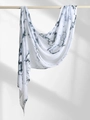 Ethnic rayon headscarf featuring a white base with grey marble tie-dye pattern - 180cm x 70cm / Black-White Marble Tie-dye (YW408-1#)