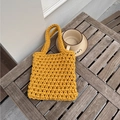 Sac à main crocheté à la main en coton jaune vif avec des poignées tissées - Jaune Gingembre