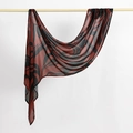 Ethnic rayon headscarf in brick red with dark abstract floral swirls and soft drape - 180cm x 70cm / Brick Red Abstract Streamline (YW460-1#)
