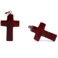 Cross shaped red jasper pendant with silver clasp for DIY necklace and jewelry making - Rainbow Stone