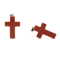 Cross-shaped natural goldstone pendants with shimmering reddish-brown finish and silver bails - Synthetic Goldstone